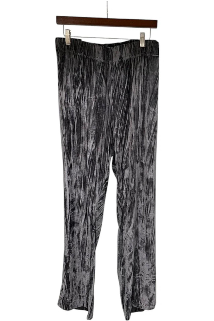 Isaac Mizrahi Live! Women's Crushed Velvet Straight Leg Pant Blk Pearl - Regular